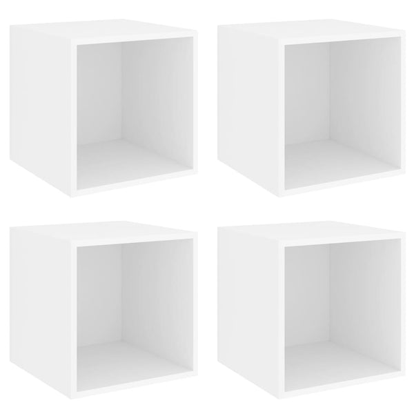 Weiße Wandschränke, 4er-Set, 37x37x37 cm