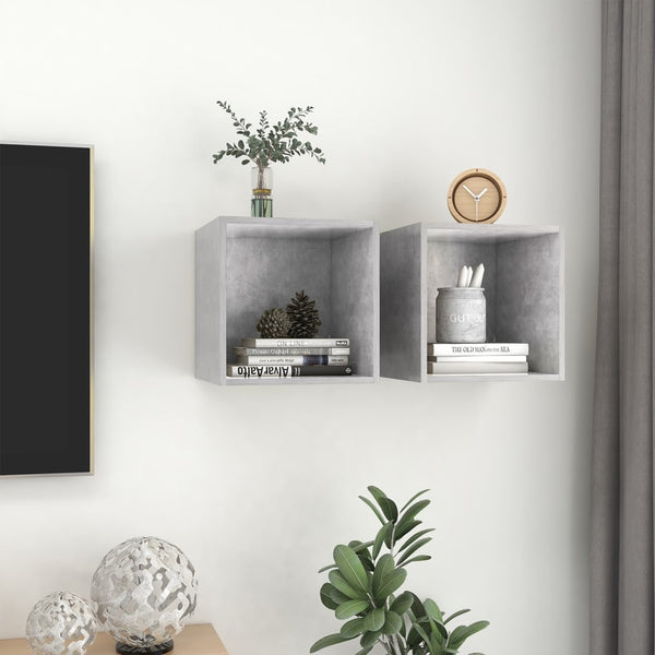Betongraue Wandschränke, 2er-Set