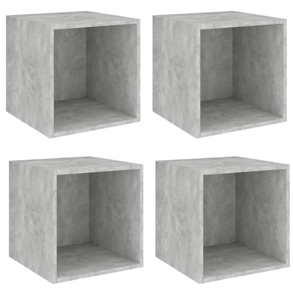 vidaXL Armoires murales 4 pcs Gris béton 37x37x37 cm Bois d'ingénierie