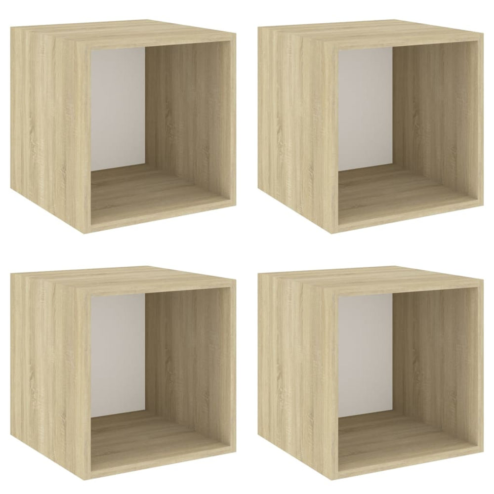 vidaXL Armoires murales 4 pcs Blanc Chêne Sonoma 37x37x37 cm Aggloméré