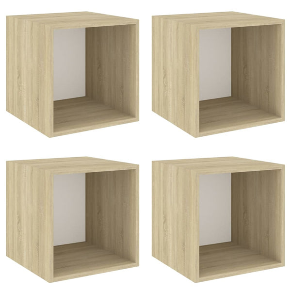 Wandschränke 4er Set Weiß Sonoma-Eiche