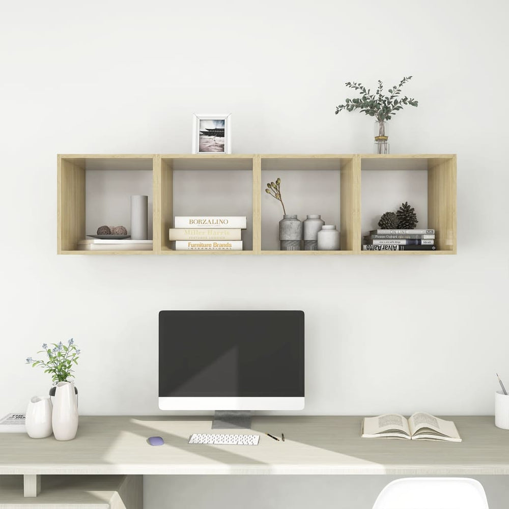 vidaXL Armoires murales 4 pcs Blanc Chêne Sonoma 37x37x37 cm Aggloméré