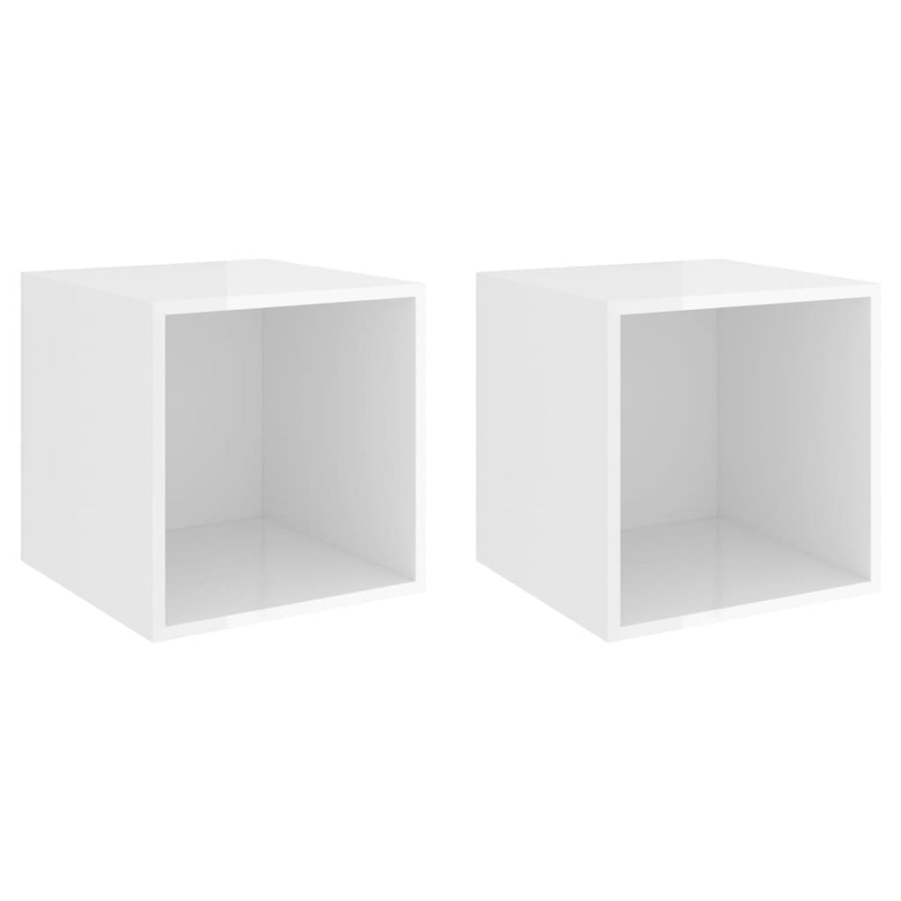vidaXL Armoires murales 2 pcs Blanc brillant 37x37x37 cm Bois d'ingénierie