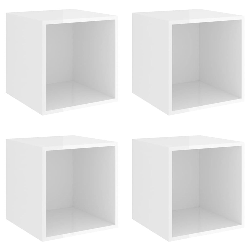 vidaXL Armoires murales 4 pcs Blanc brillant 37x37x37 cm Bois d'ingénierie