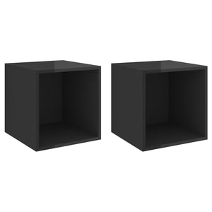 Wandschränke Schwarz Hochglanz, 2er Set