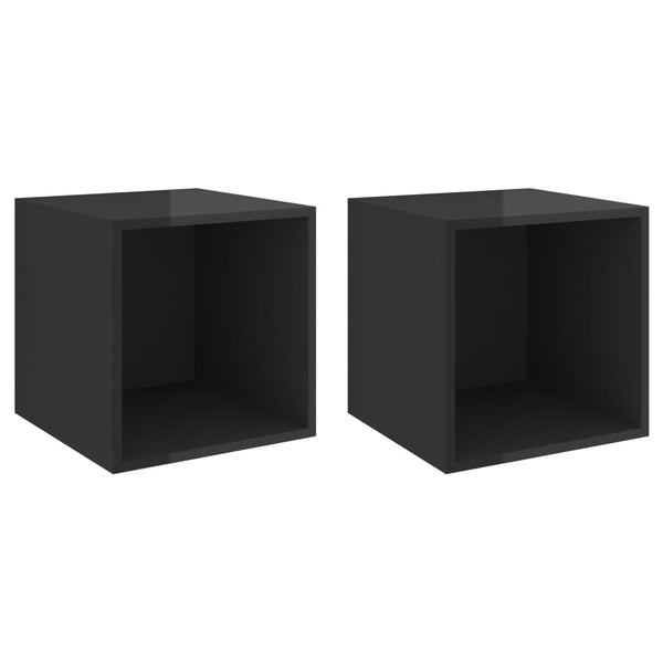 Wandschränke Schwarz Hochglanz, 2er Set