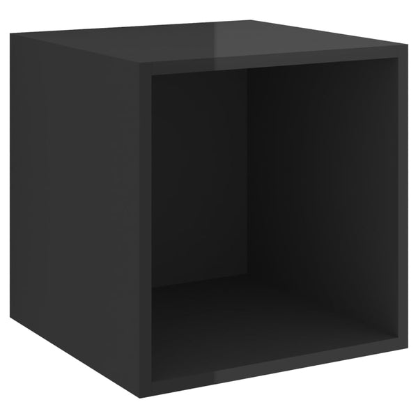 Wandschränke Schwarz Hochglanz, 2er Set