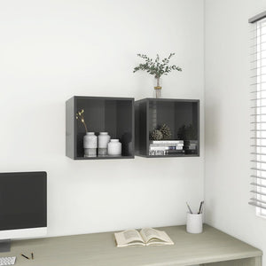 Hochglanz-Grauer Wandschrank 37x37x37 cm