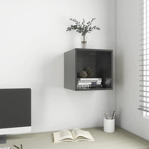 Hochglanz-Grauer Wandschrank 37x37x37 cm