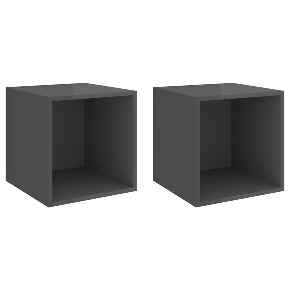 vidaXL Armoires murales 2 pcs Gris brillant 37x37x37 cm Aggloméré