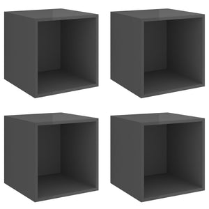 Wandschränke 4er Set, Hochglanz Grau