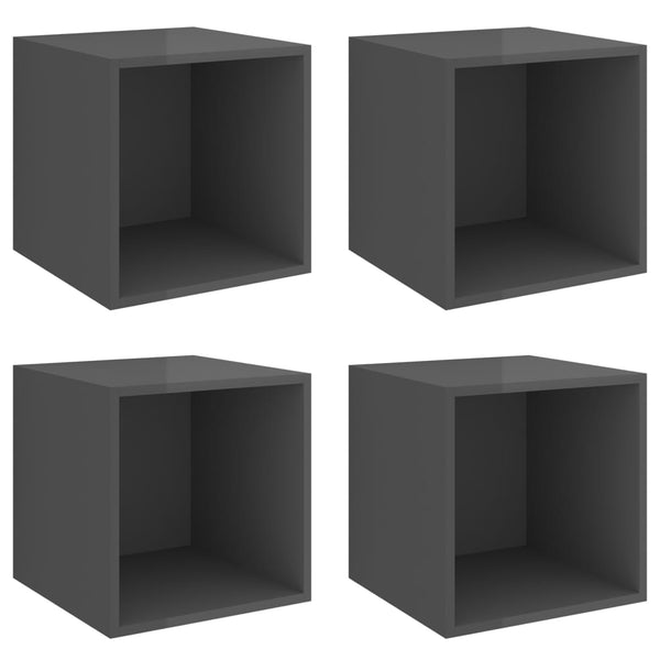 Wandschränke 4er Set, Hochglanz Grau