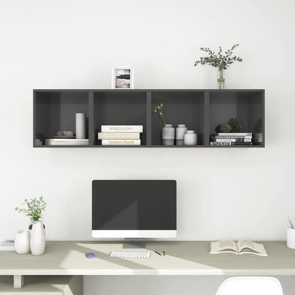 vidaXL Armoires murales 4 pcs Gris brillant 37x37x37 cm Aggloméré