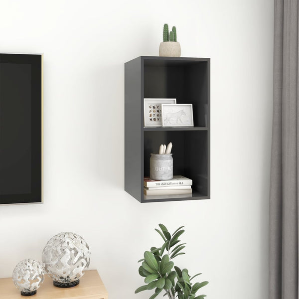 Grauer TV-Wandschrank 37x72 cm