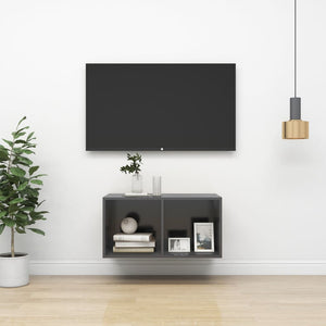 Grauer TV-Wandschrank 37x72 cm