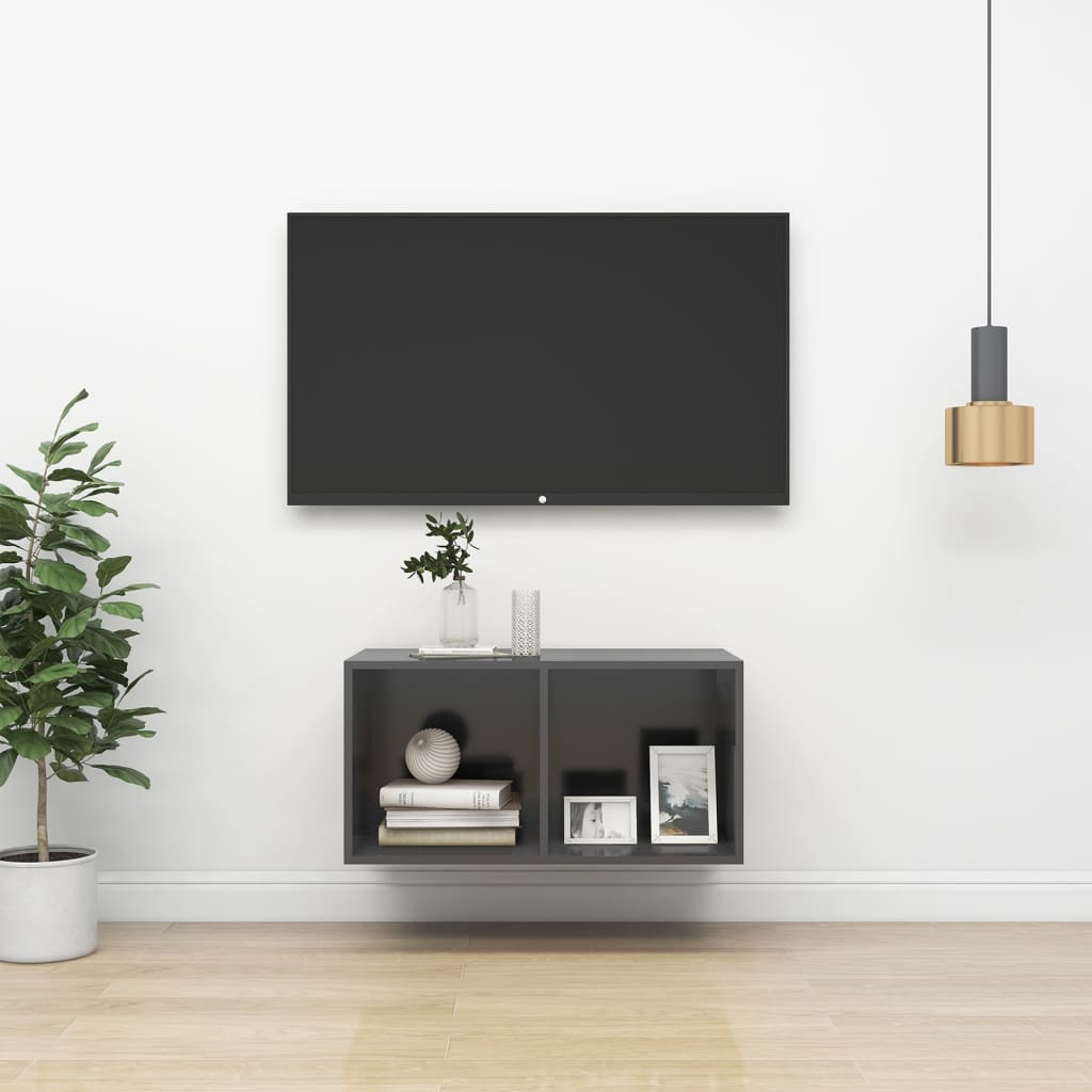 Grauer TV-Wandschrank 37x72 cm