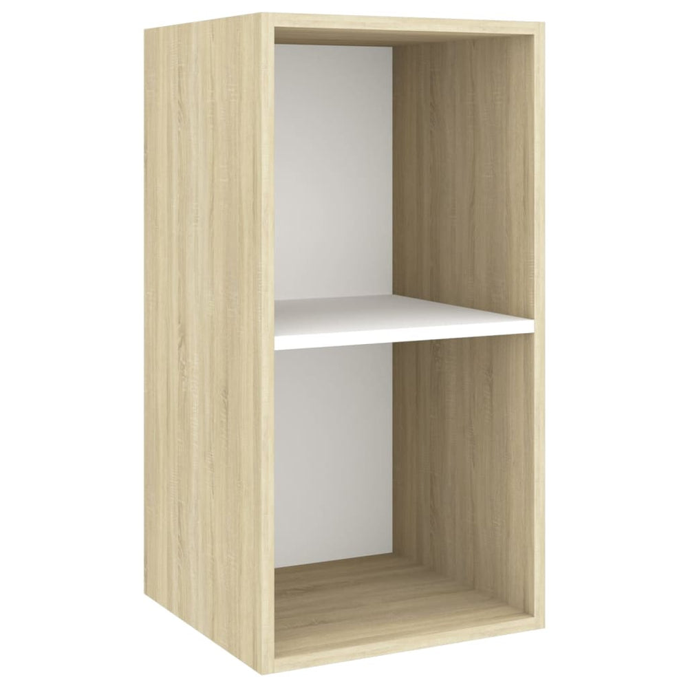 vidaXL Meuble TV mural chêne Sonoma et blanc 37x37x72 cm Bois d'ingénierie