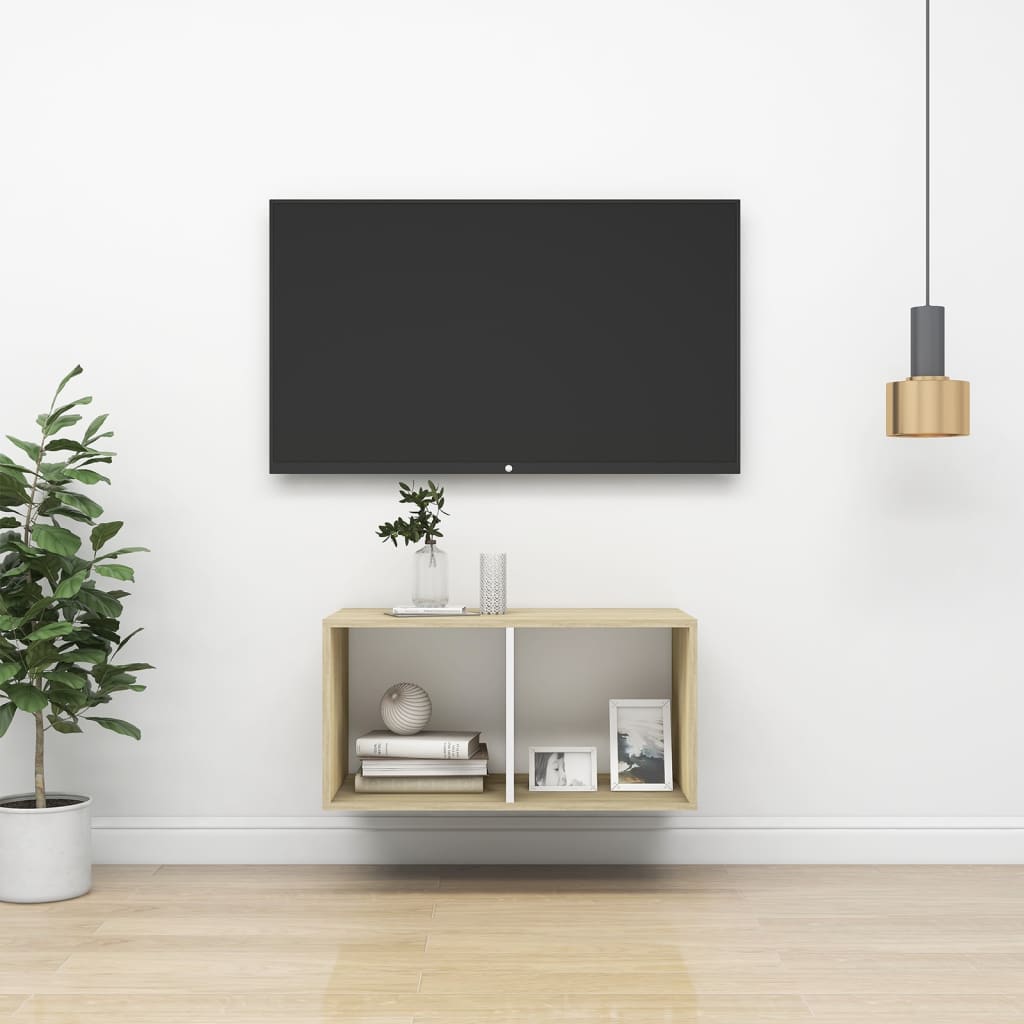 TV-Wandschrank Sonoma Eiche/Weiß 37x72 cm