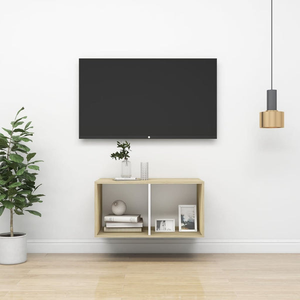 TV-Wandschrank Sonoma Eiche/Weiß 37x72 cm