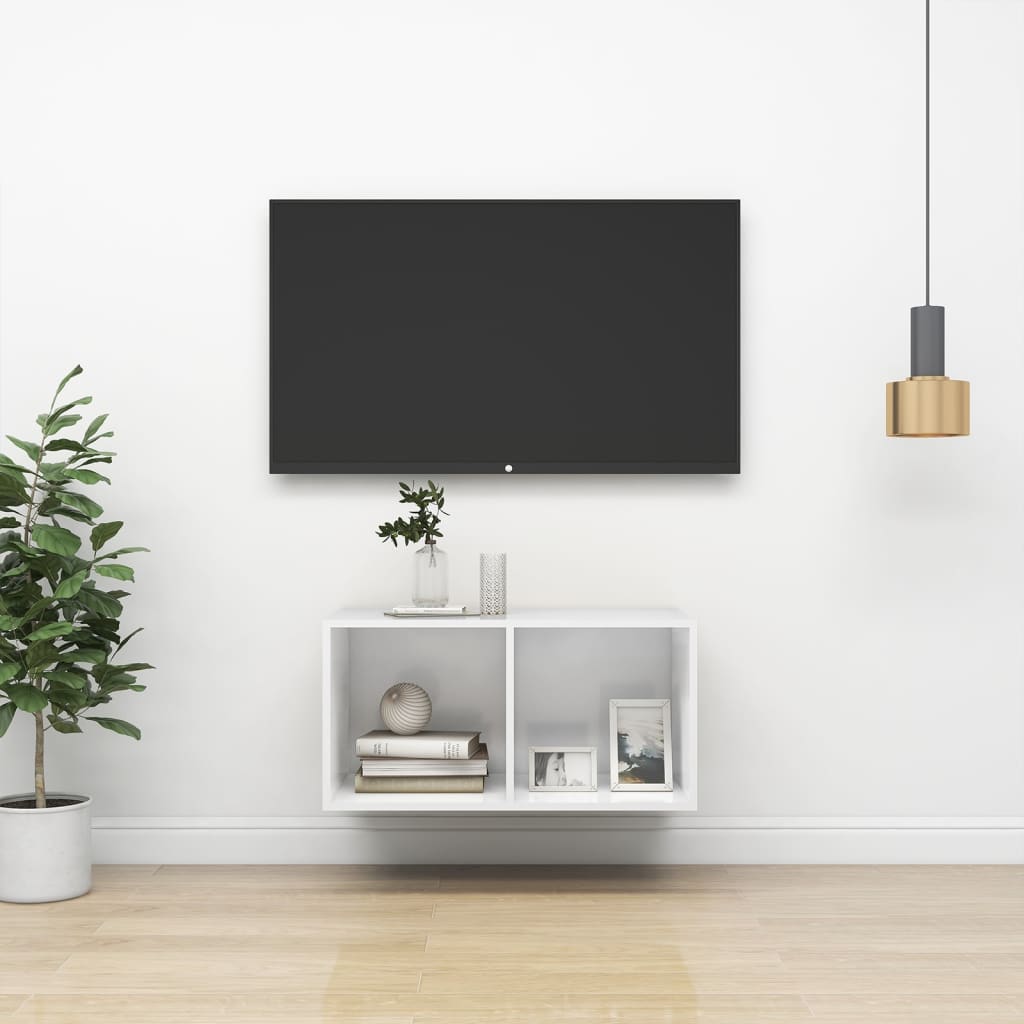 TV-Wandschrank, Hochglanz Weiß, 37x72 cm