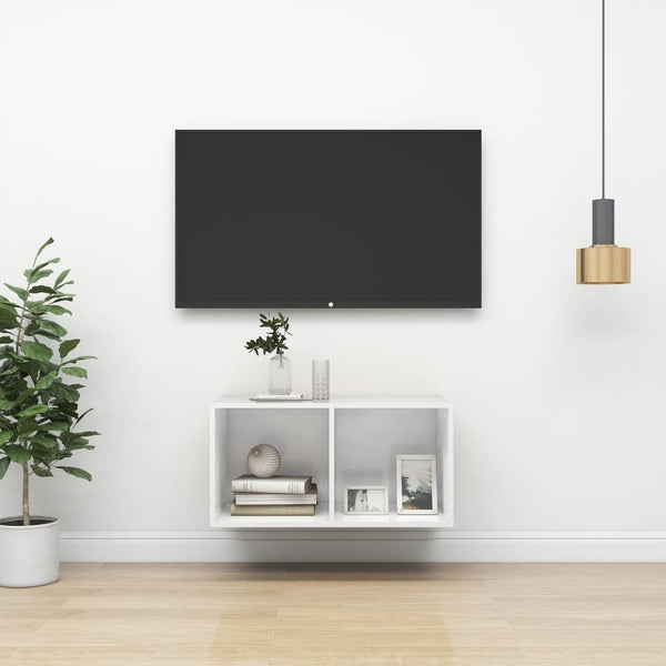 TV-Wandschrank, Hochglanz Weiß, 37x72 cm