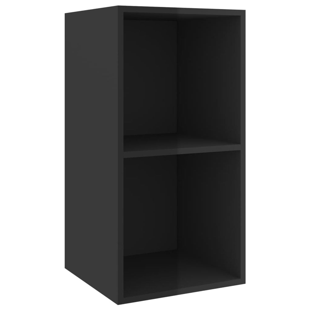 vidaXL Meuble TV mural noir brillant 37x37x72 cm Bois d'ingénierie