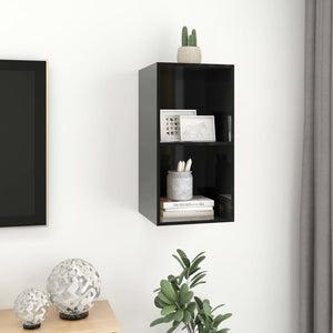 TV-Wandschrank, Hochglanz Schwarz, 37x72 cm