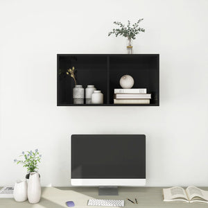 TV-Wandschrank, Hochglanz Schwarz, 37x72 cm