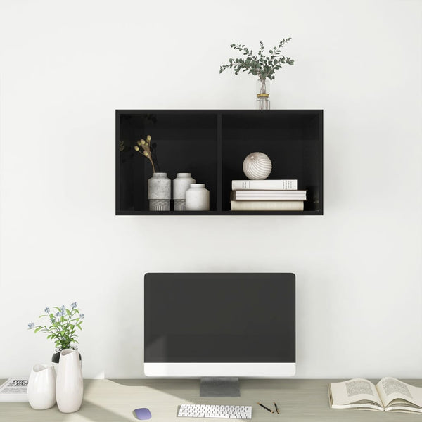 TV-Wandschrank, Hochglanz Schwarz, 37x72 cm