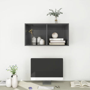 Hochglanz Grauer TV-Wandschrank 37x72 cm