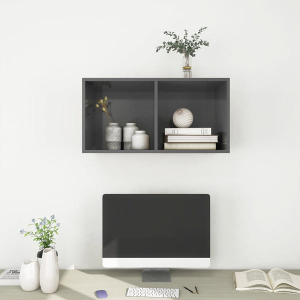 Hochglanz Grauer TV-Wandschrank 37x72 cm