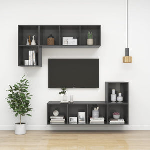 Hochglanz Grauer TV-Wandschrank 37x72 cm