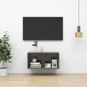 Hochglanz Grauer TV-Wandschrank 37x72 cm