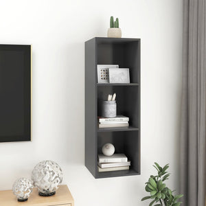 Grauer TV-Wandschrank 37x37x107 cm