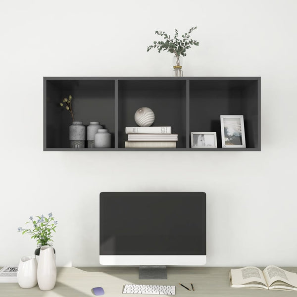Grauer TV-Wandschrank 37x37x107 cm