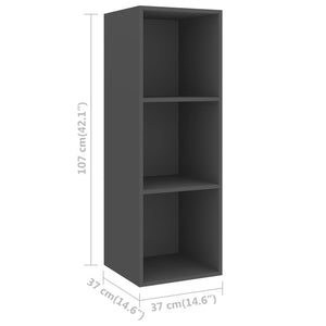 Grauer TV-Wandschrank 37x37x107 cm
