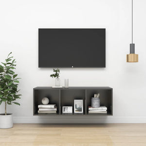 Grauer TV-Wandschrank 37x37x107 cm