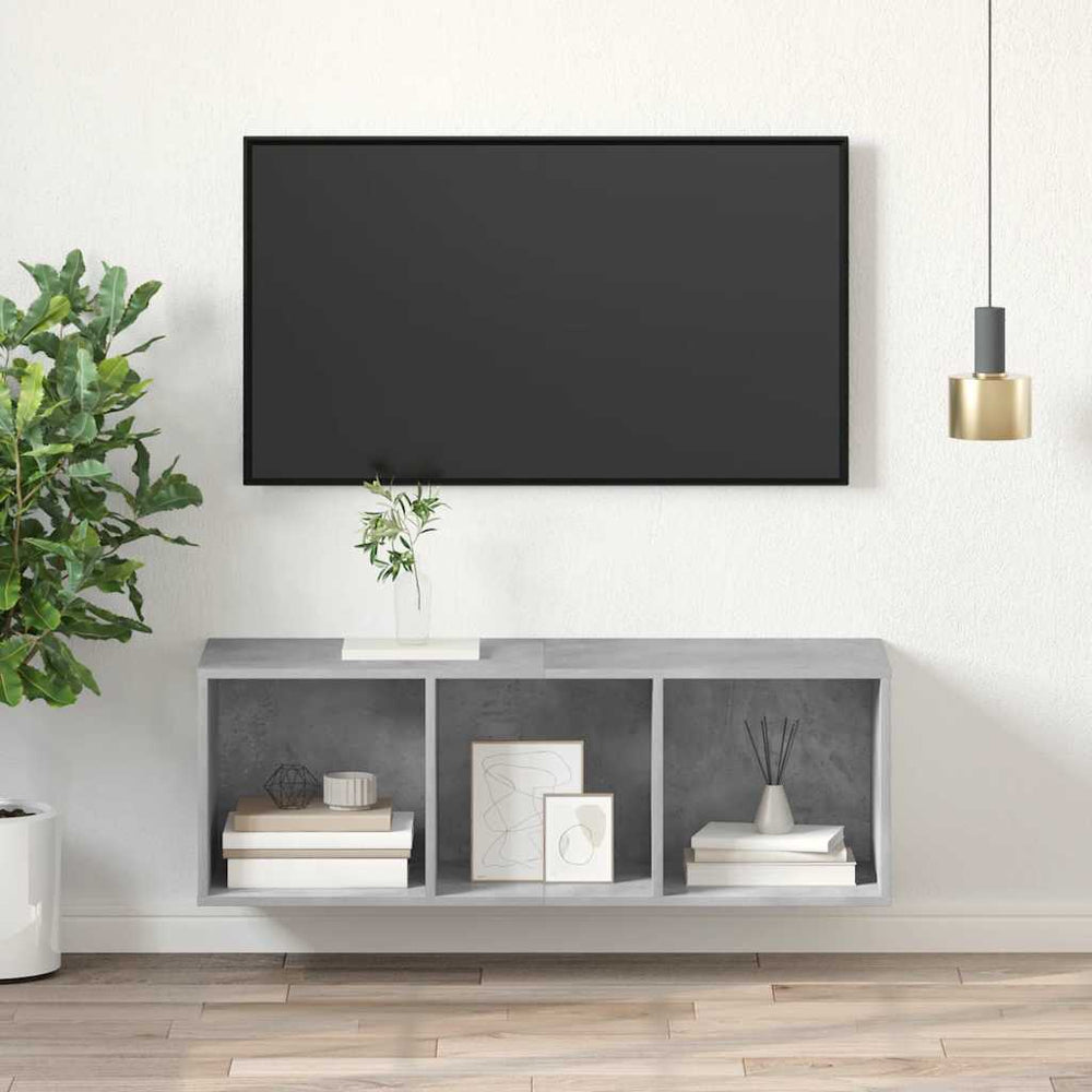 Meuble TV mural vidaXL gris béton 37x37x107 cm bois d'ingénierie