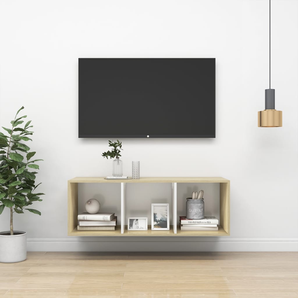 TV-Wandschrank Sonoma Eiche/Weiß