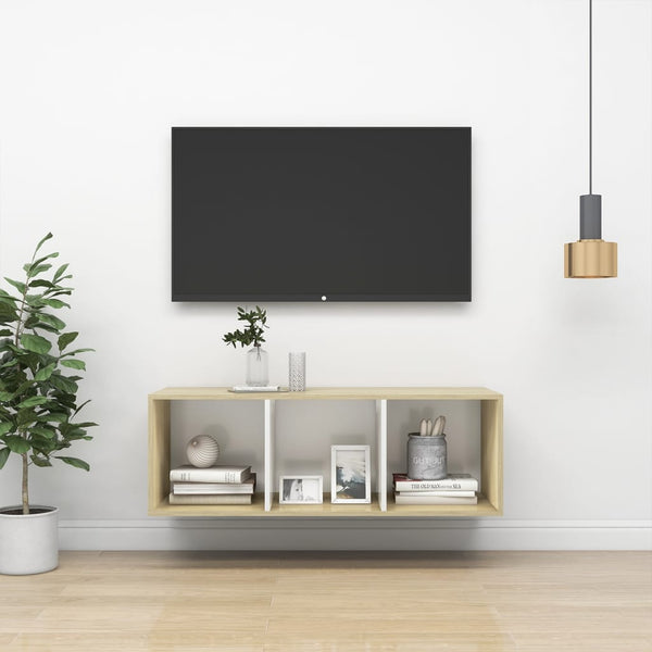 TV-Wandschrank Sonoma Eiche/Weiß