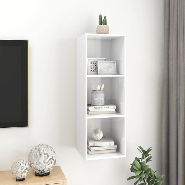 Hochglanz Weiß TV-Wandschrank 37x107 cm