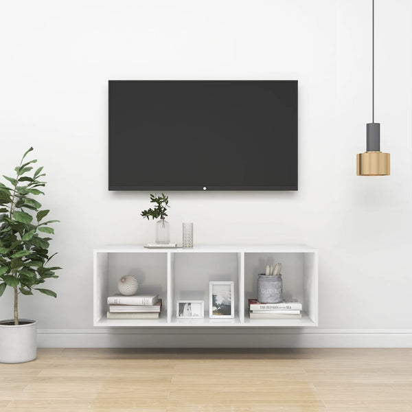 Hochglanz Weiß TV-Wandschrank 37x107 cm