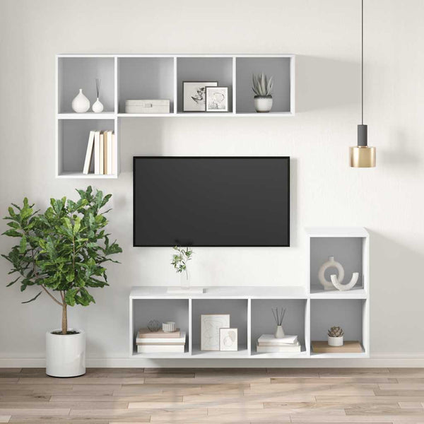 Weißer TV-Wandschrank 37x37x142,5 cm