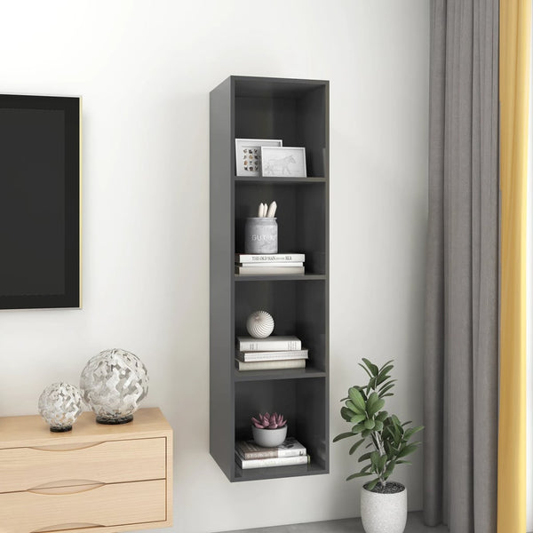 Grauer TV-Wandschrank 37x37x142,5 cm
