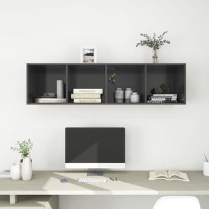 Grauer TV-Wandschrank 37x37x142,5 cm