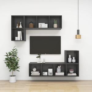 Grauer TV-Wandschrank 37x37x142,5 cm