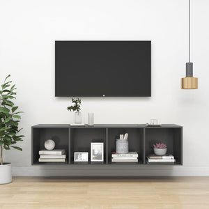 Grauer TV-Wandschrank 37x37x142,5 cm