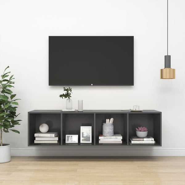 Grauer TV-Wandschrank 37x37x142,5 cm