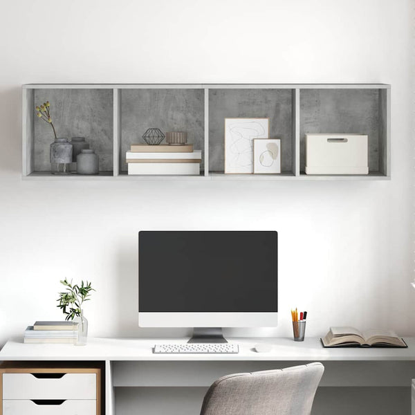 Betongrauer TV-Wandschrank 37x37x142,5 cm