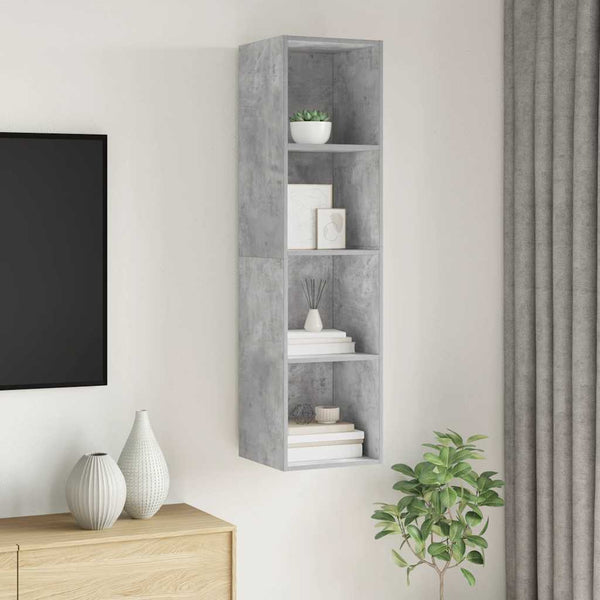 Betongrauer TV-Wandschrank 37x37x142,5 cm